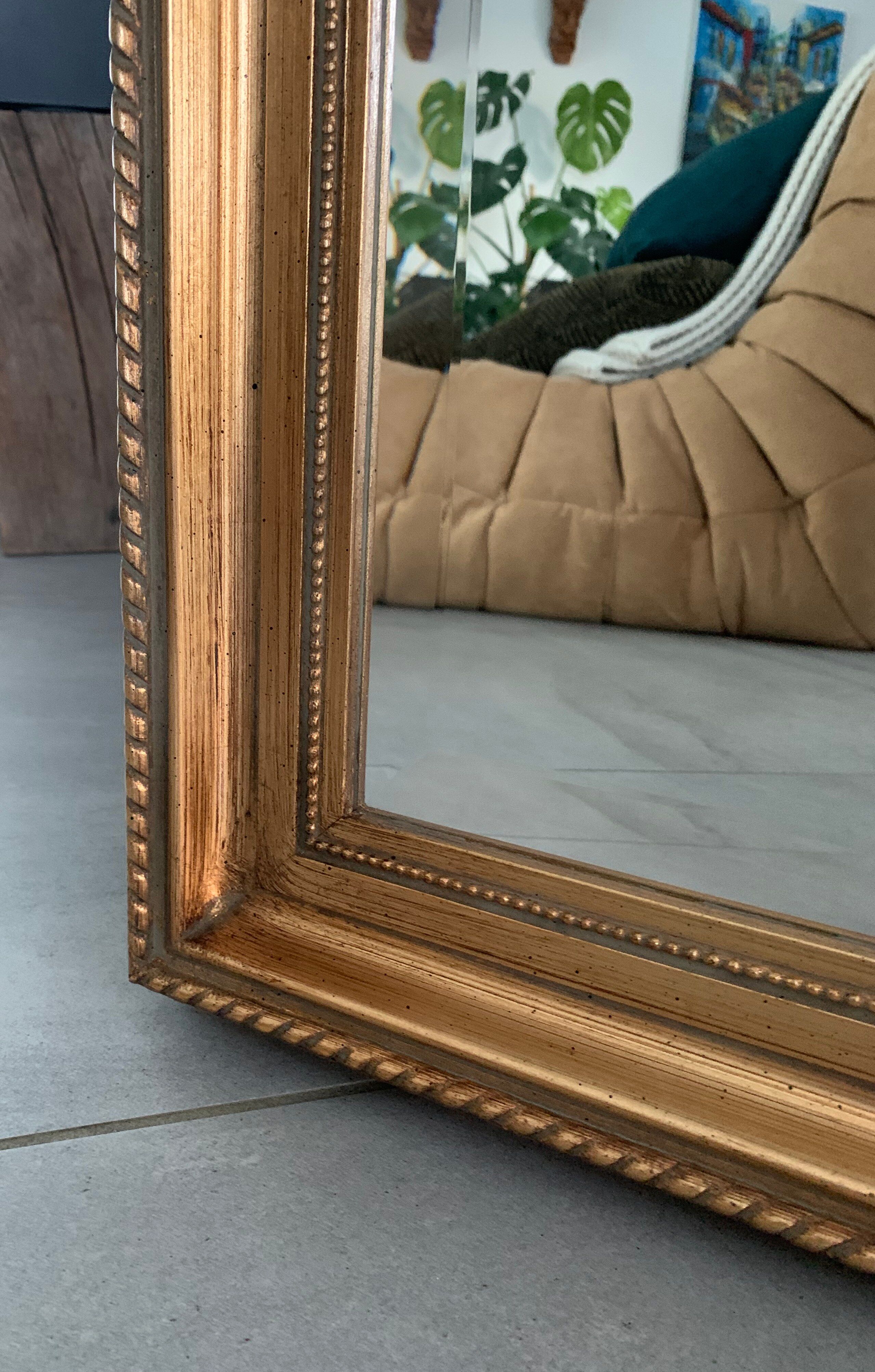 Beveled mirror gilded leaf XXth, 142x82 cm
