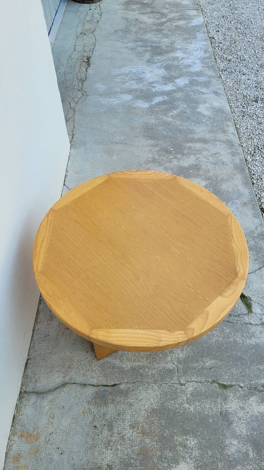 Vintage round coffee table design Maison Regain style 1970s