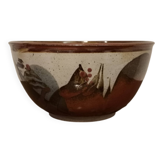Salad bowl stoneware enameled pottery vintage dessert bowl