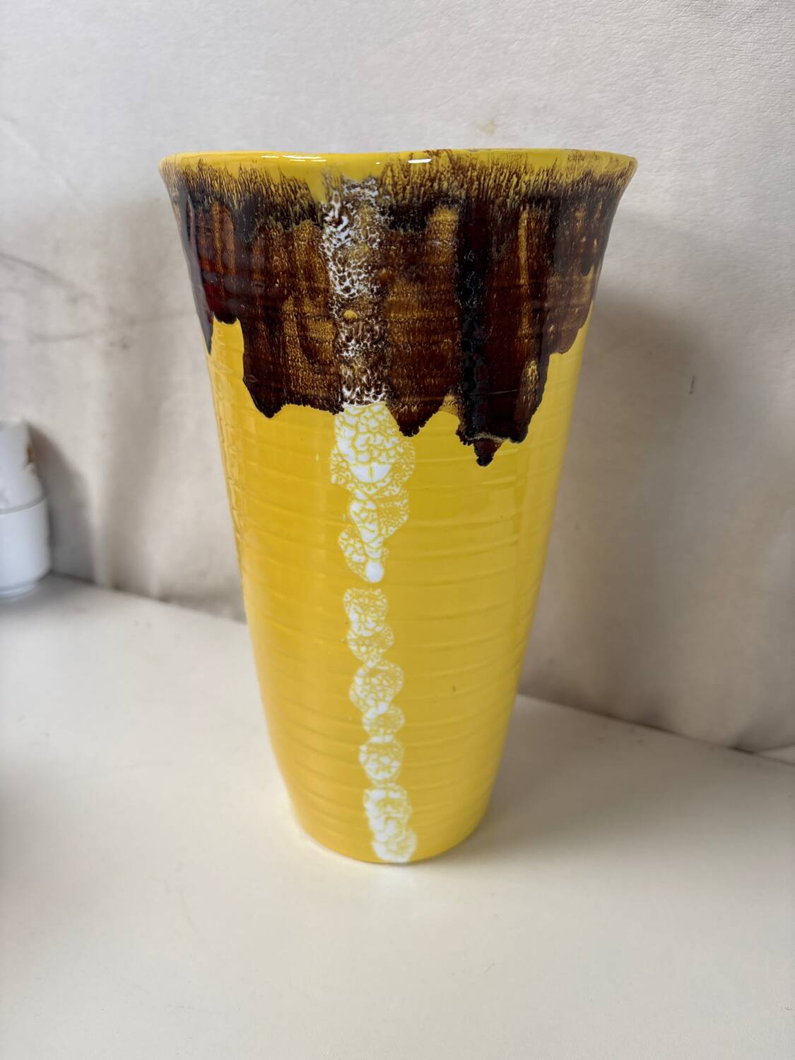 Antique vintage yellow ceramic vase