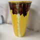 Antique vintage yellow ceramic vase