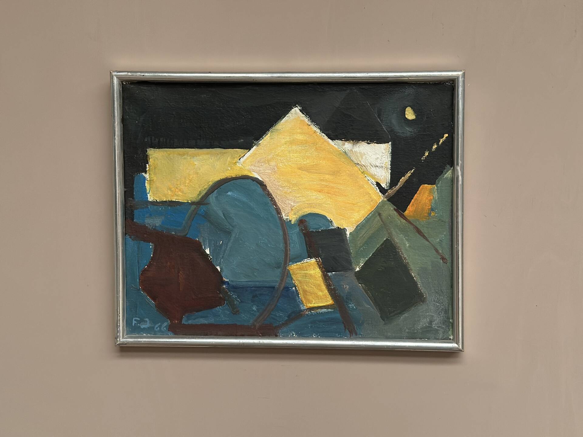 Swedish Oil on Canvas – “Abstract Composition” – Dated 1966 – Vintage