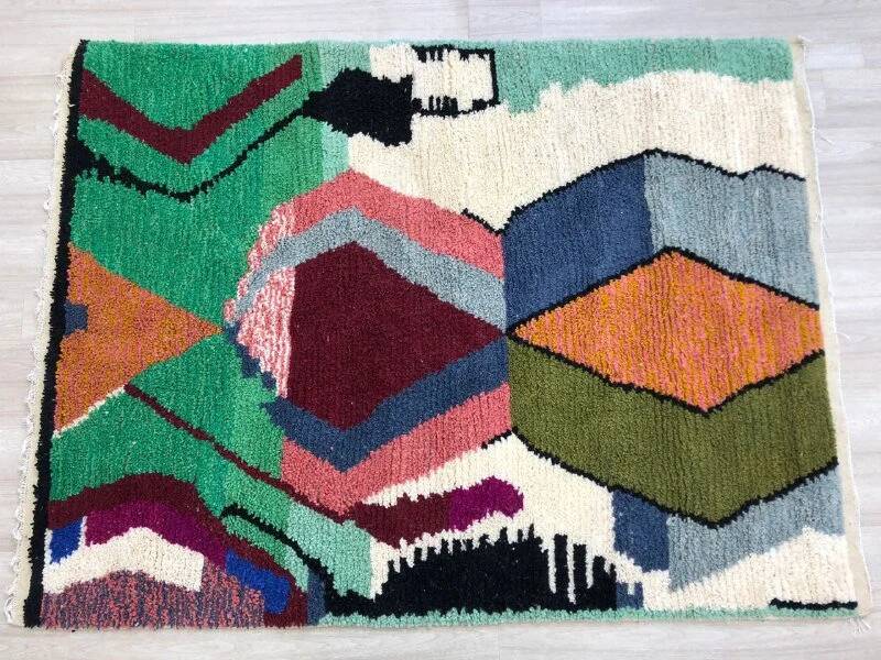 Handmade Berber rug, natural wool, 2.5x1.5 m
