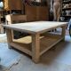 Table basse en frêne massif double plateau vers 1980
