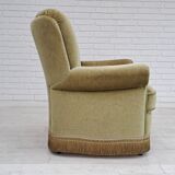Danish velour armchair, original condition, beech wood, 80s