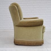 Danish velour armchair, original condition, beech wood, 80s