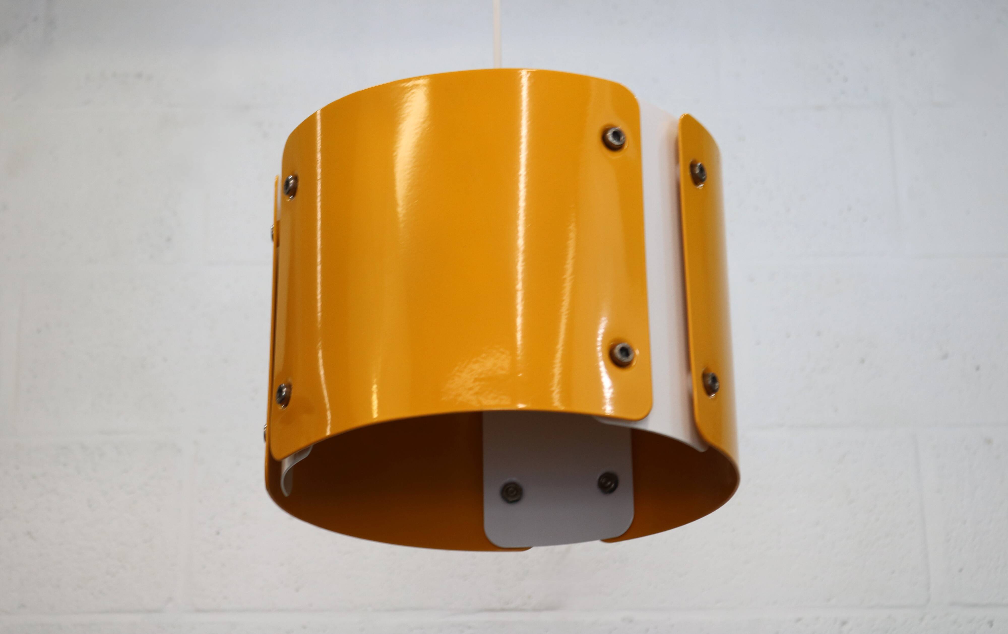 Modern Danish Pendant Lamp: Dark Yellow Metal, 1990s Design