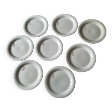 8 assiettes d hôtel faïence Longwy 19ème initiales RR