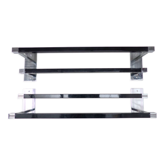 Porte-serviettes double noir et argenté art déco
