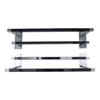 Black and silver art deco double towel rail
