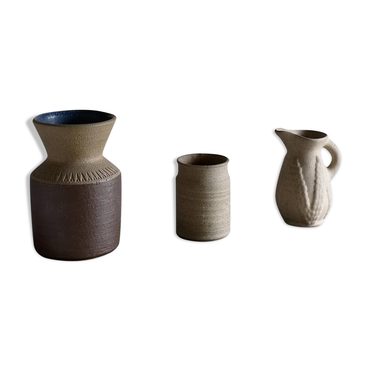 Ensemble de vases en grès beige Soholm | Danemark | Années 1960