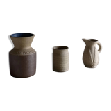 Ensemble de vases en grès beige Soholm | Danemark | Années 1960