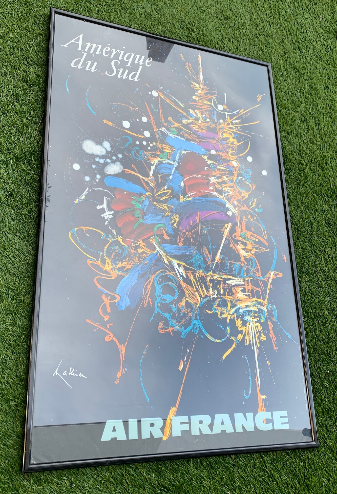 Framed advertising poster Air France by Georges Mathieu, South America, 1967