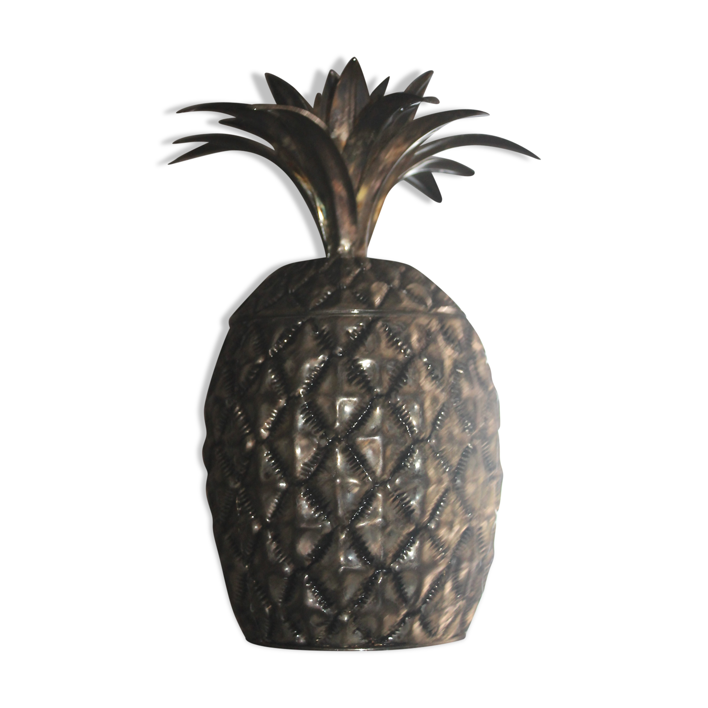 Vintage pineapple ice bucket in silver metal