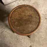 Low wooden stool round seat vintage TBE