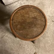 Low wooden stool round seat vintage TBE