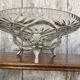 Antique fruit bowl centerpiece molded glass + vintage wrought iron