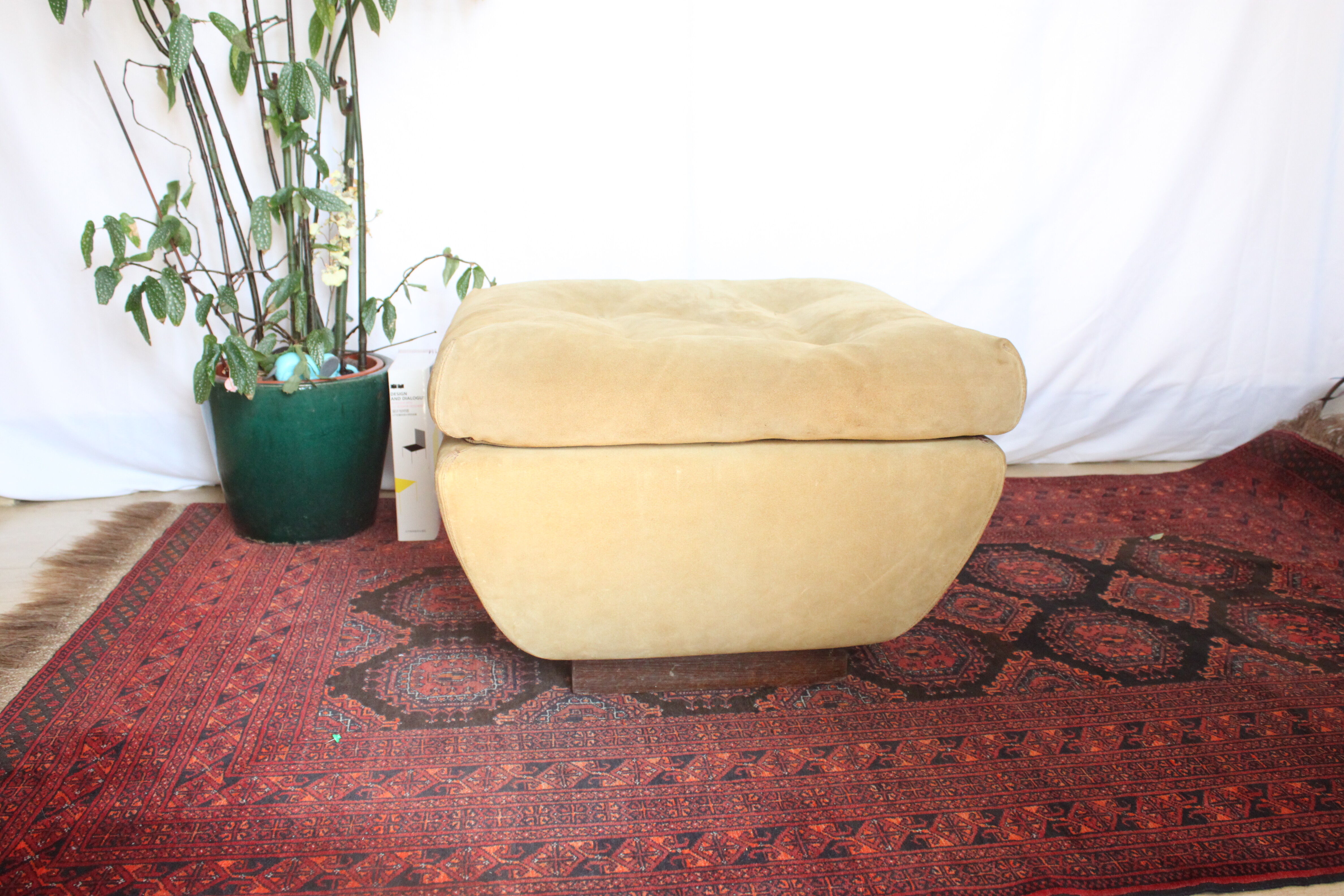 Ottoman, footrest, vintage ottoman 1970 suede Roset Line