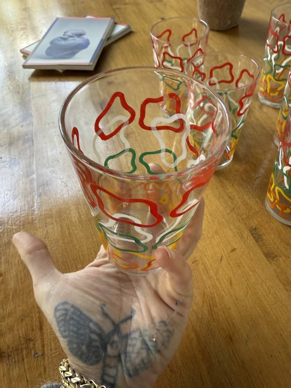 Set of 12 graphic glasses 1970
