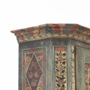 Antique Rustic Farmhouse Folk Art Painted Bridal Cabinet 1842
