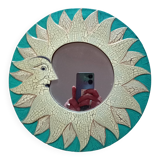 Miroir soleil en bois (jaune & vert)