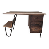 Bureau vintage moderniste en bois & métal tubulaire - Édition Spirol (