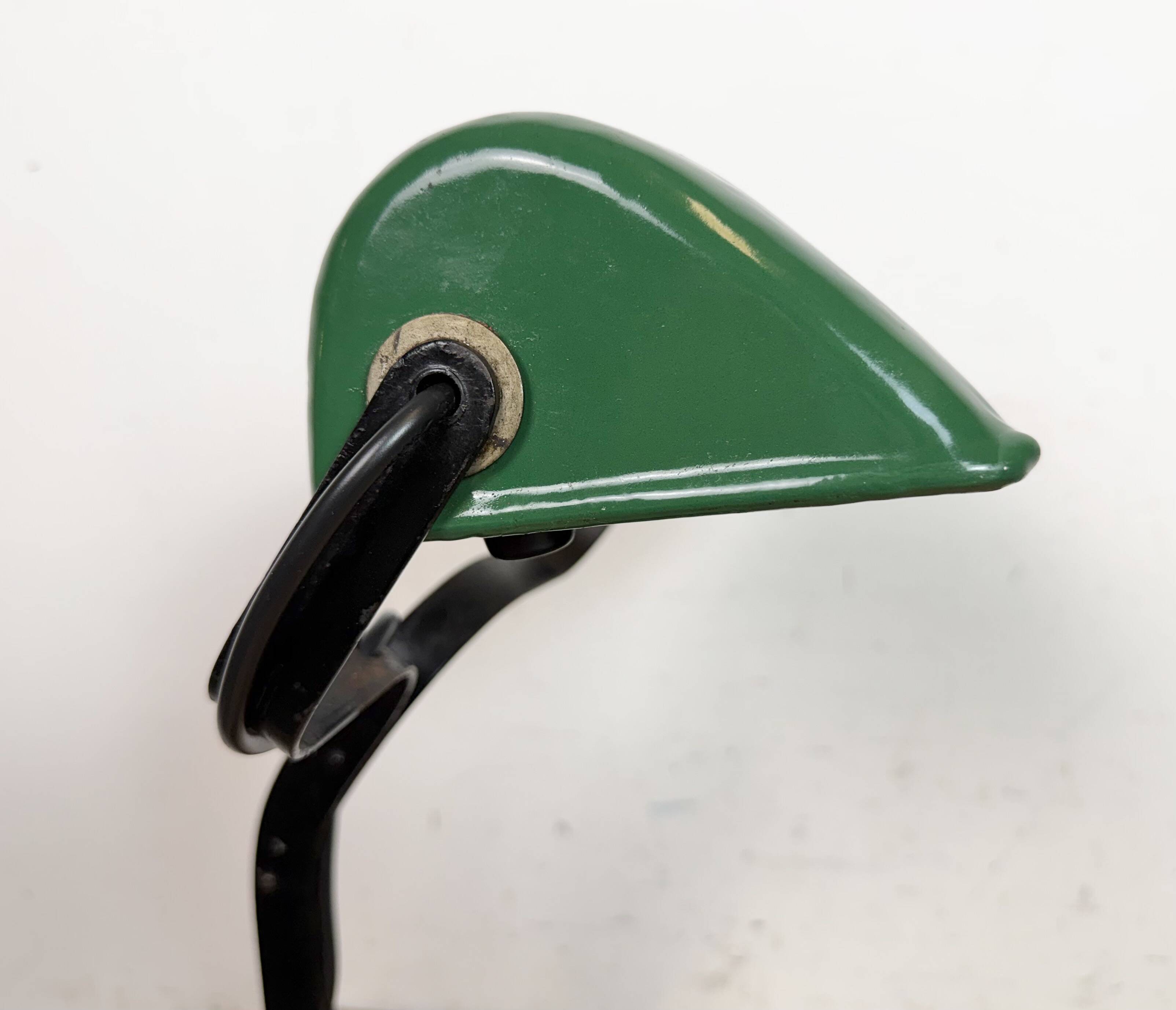 Vintage Green Enamel Bank Lamp, 1930s