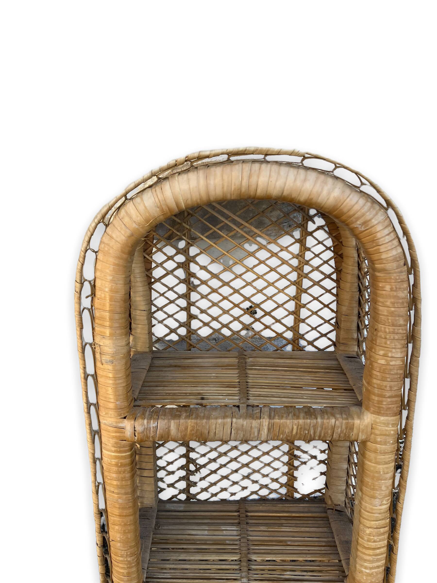 Pair of braided wicker shelves