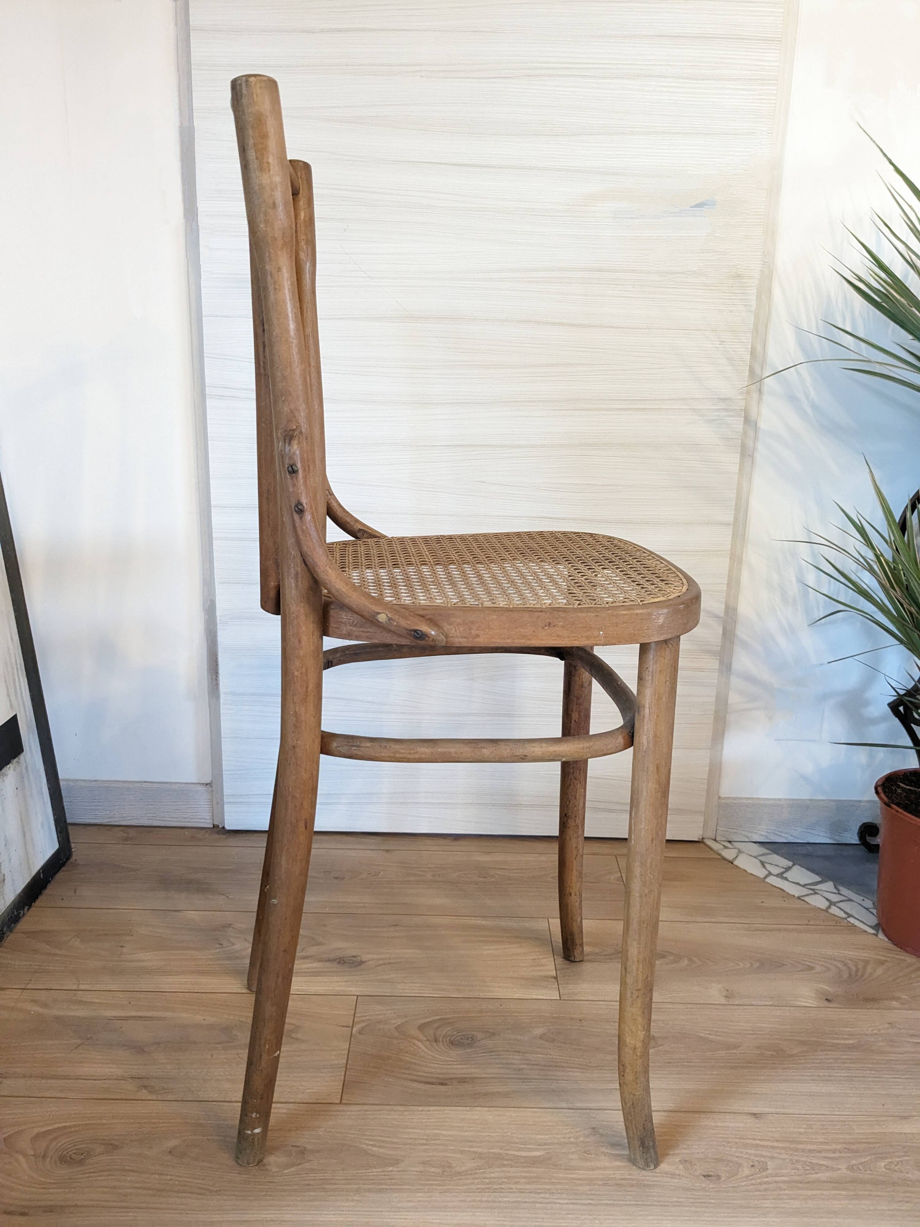 High cane bistro chair and curved wood