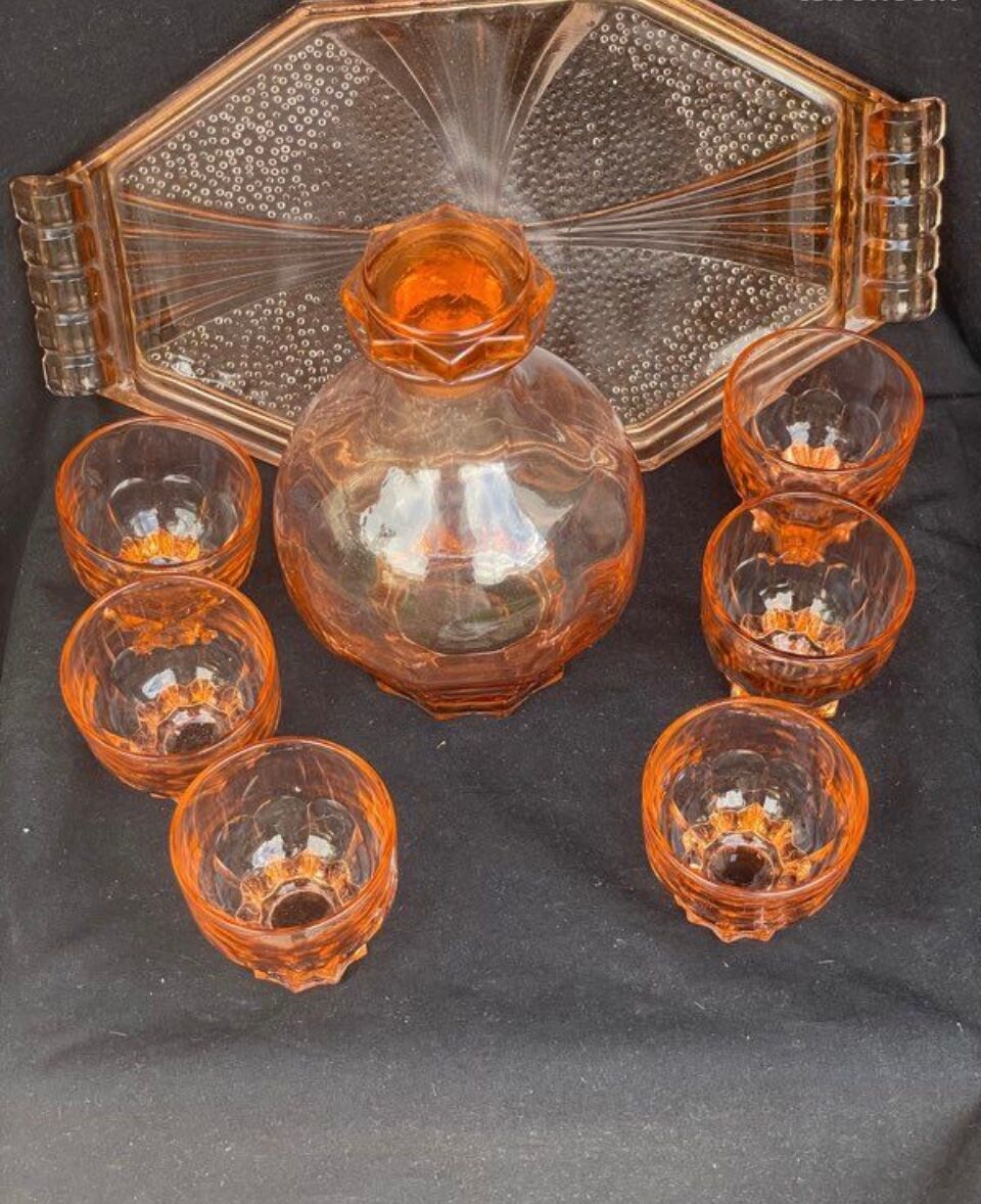 Vintage orange glass tray from the 60s