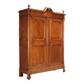 Armoire ancienne Umbertino en noyer et peuplier, Italie, XIXe siècle