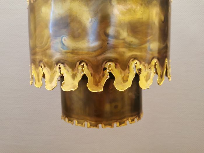 Brutalist hanging lamp, type 6399 in oxidised brass by Svend Aage Holm Sørensen Denmark