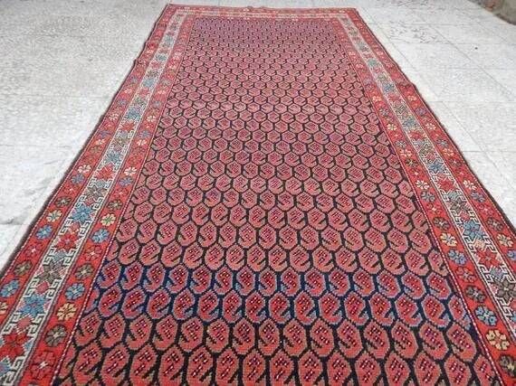 Vintage Turkish hallway rug 112x405 cm