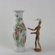 Antique hexagonal baluster vase in glazed porcelain, China, 1910-1920