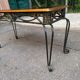 Neo-classical entrance console in wrought iron and solid oak H70 cm 1970