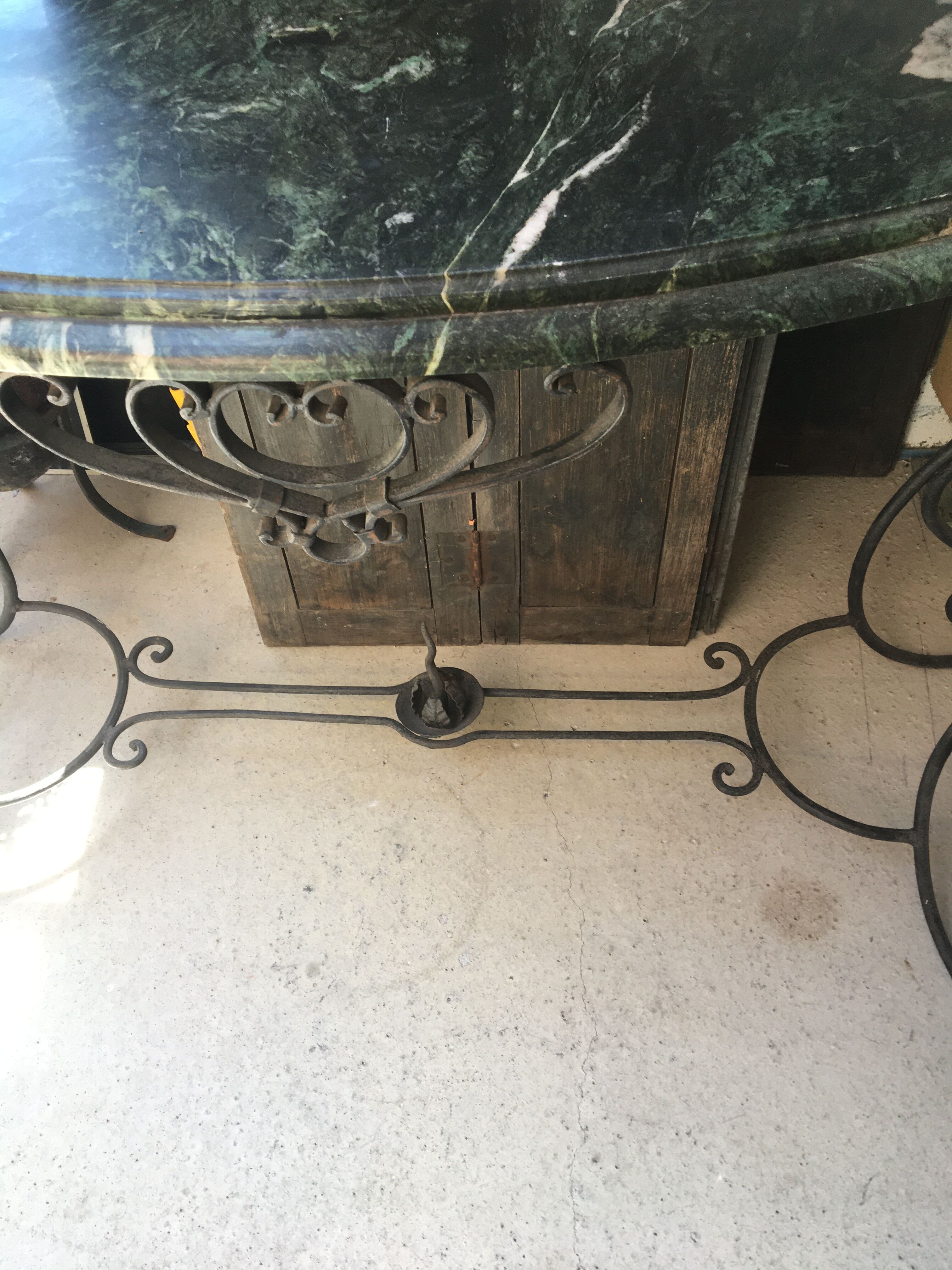 Iron console on marble