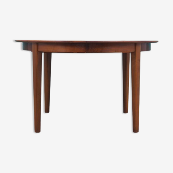 Walnut round table, Danish design, 60s, made in Denmark