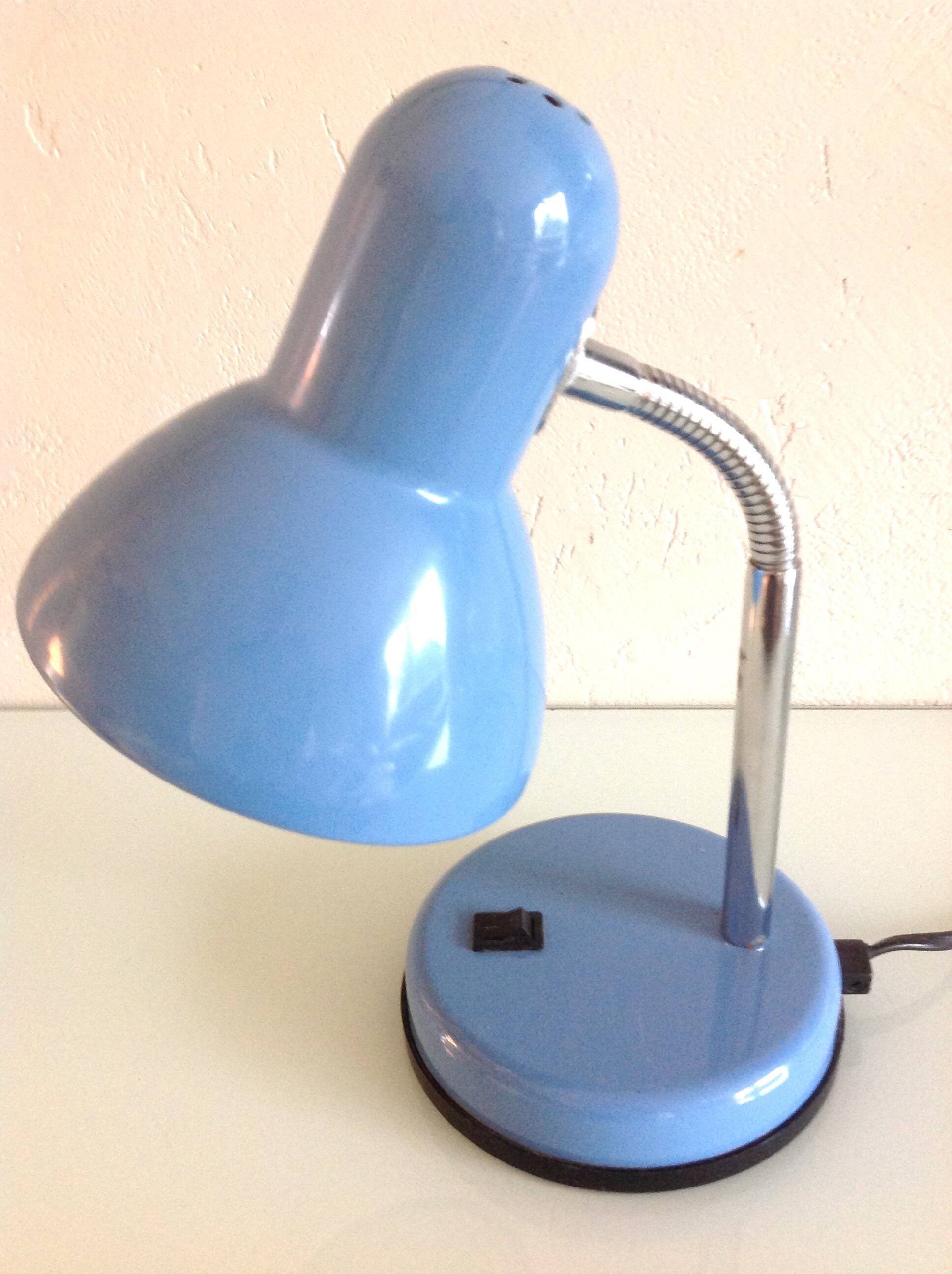 Blue metal desk lamp / vintage 70s-80s