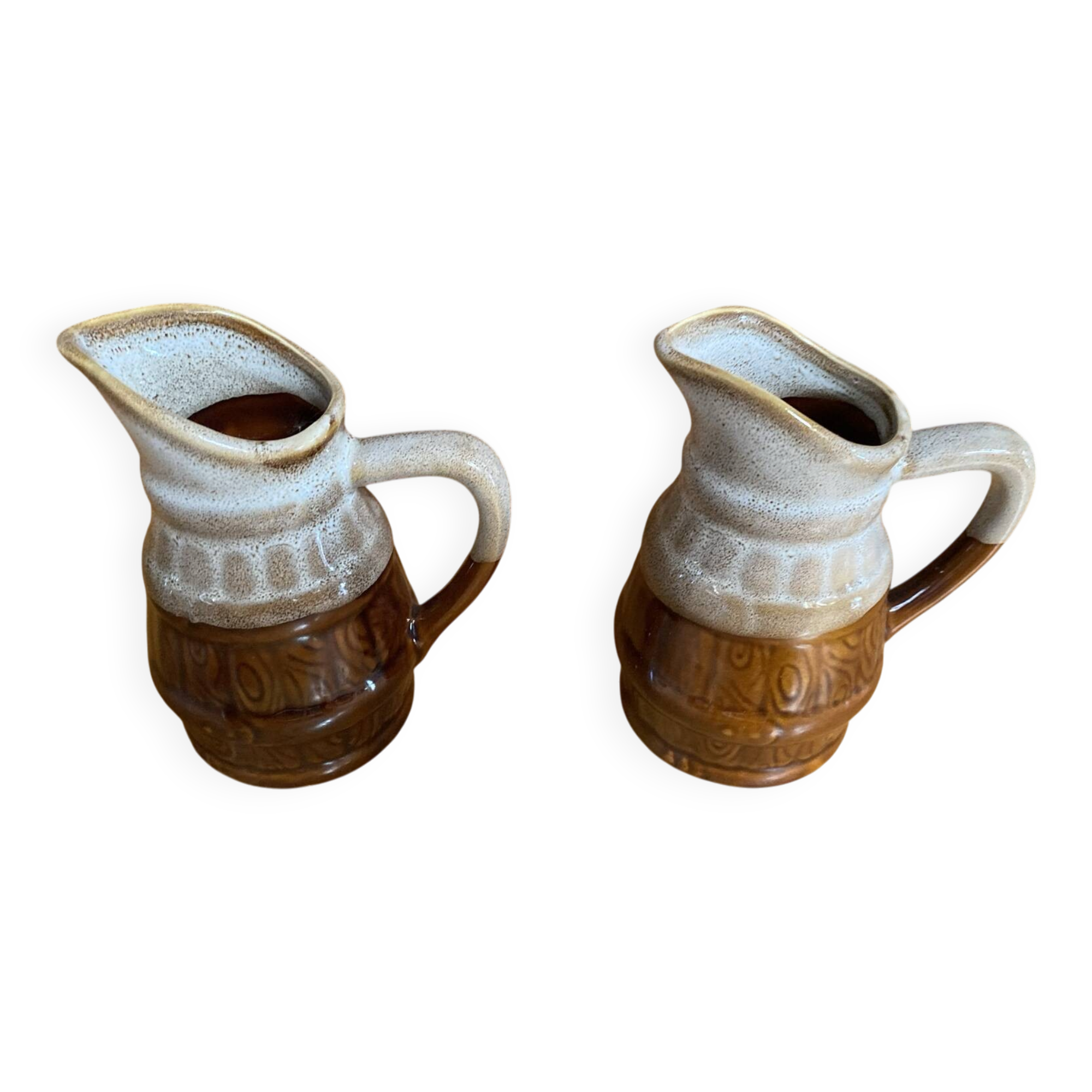 Pair of vintage revol barrel-shaped ceramic jugs 0.25l