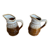 Pair of vintage revol barrel-shaped ceramic jugs 0.25l