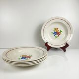 Set of 5 deep plates "The Hive", Moulins des Loups, 20th century