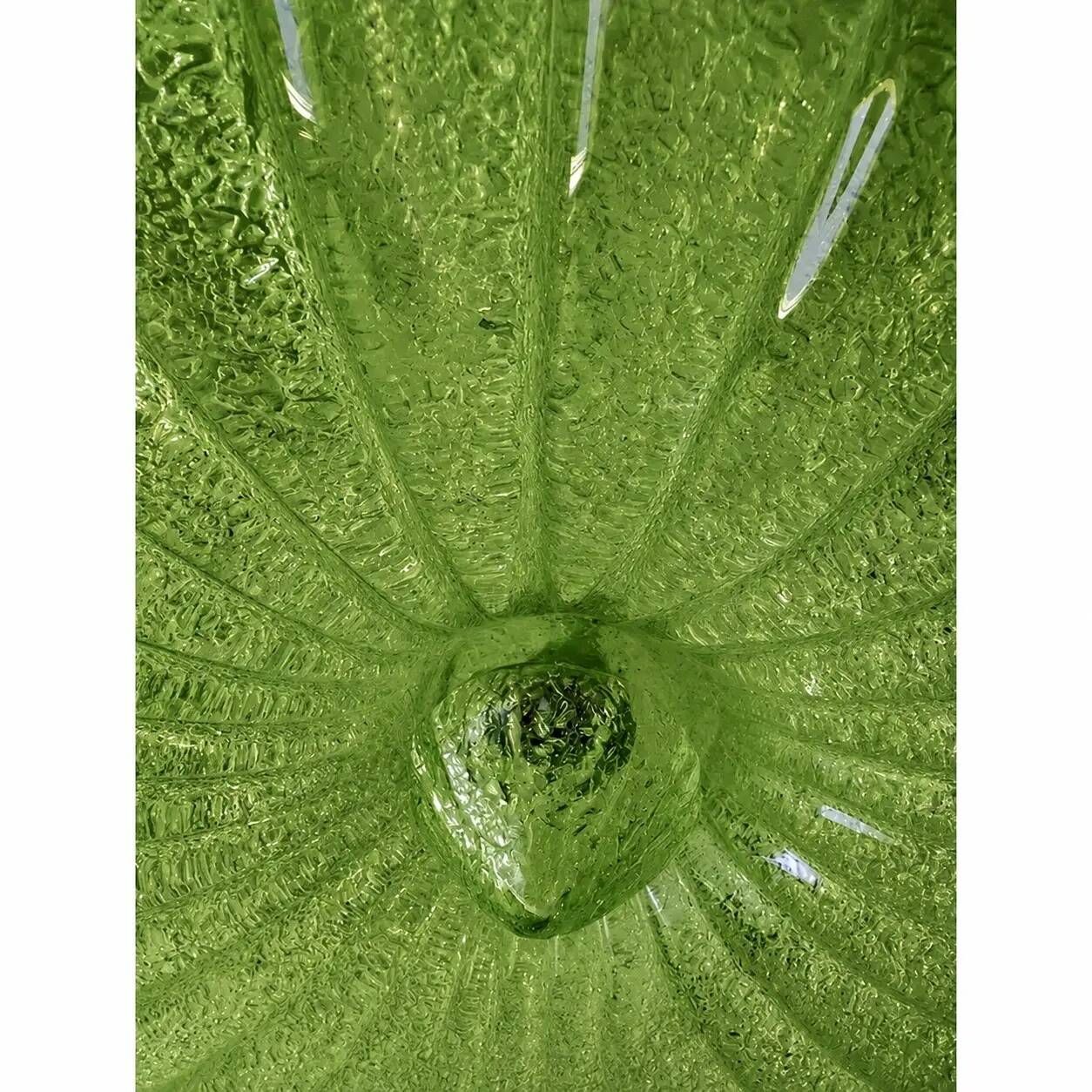 Green Murano Glass Italian Graniglia" Budino" Flush Mount in 70' Style