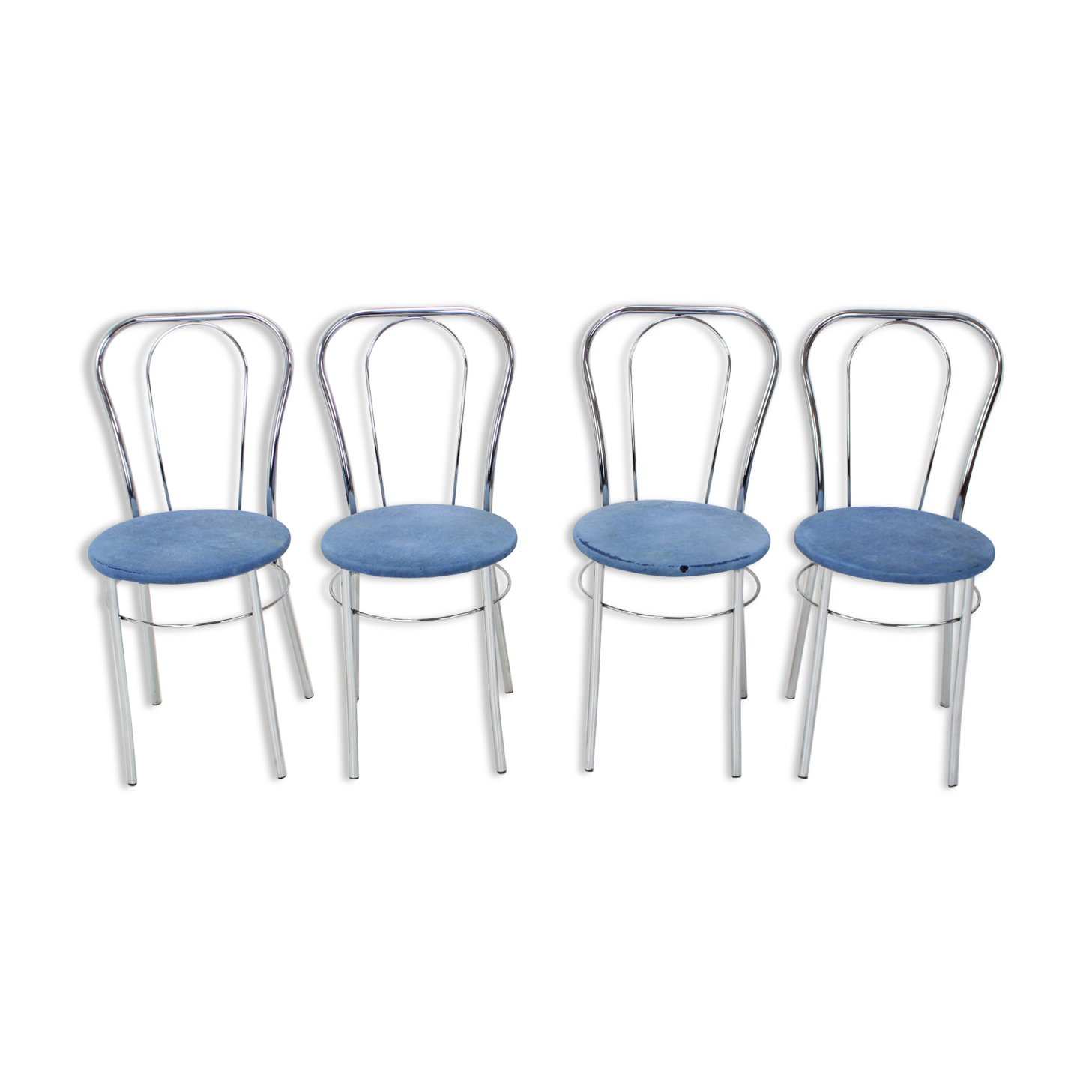 1980s Set of Four Chrome Dining Chairs, Italy
