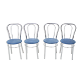 Ensemble de quatre chaises de salle à manger chromées des années 1980, Italie