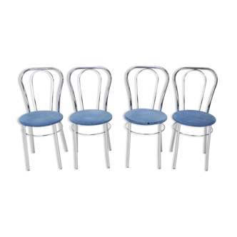 1980s Set of Four Chrome Dining Chairs, Italy