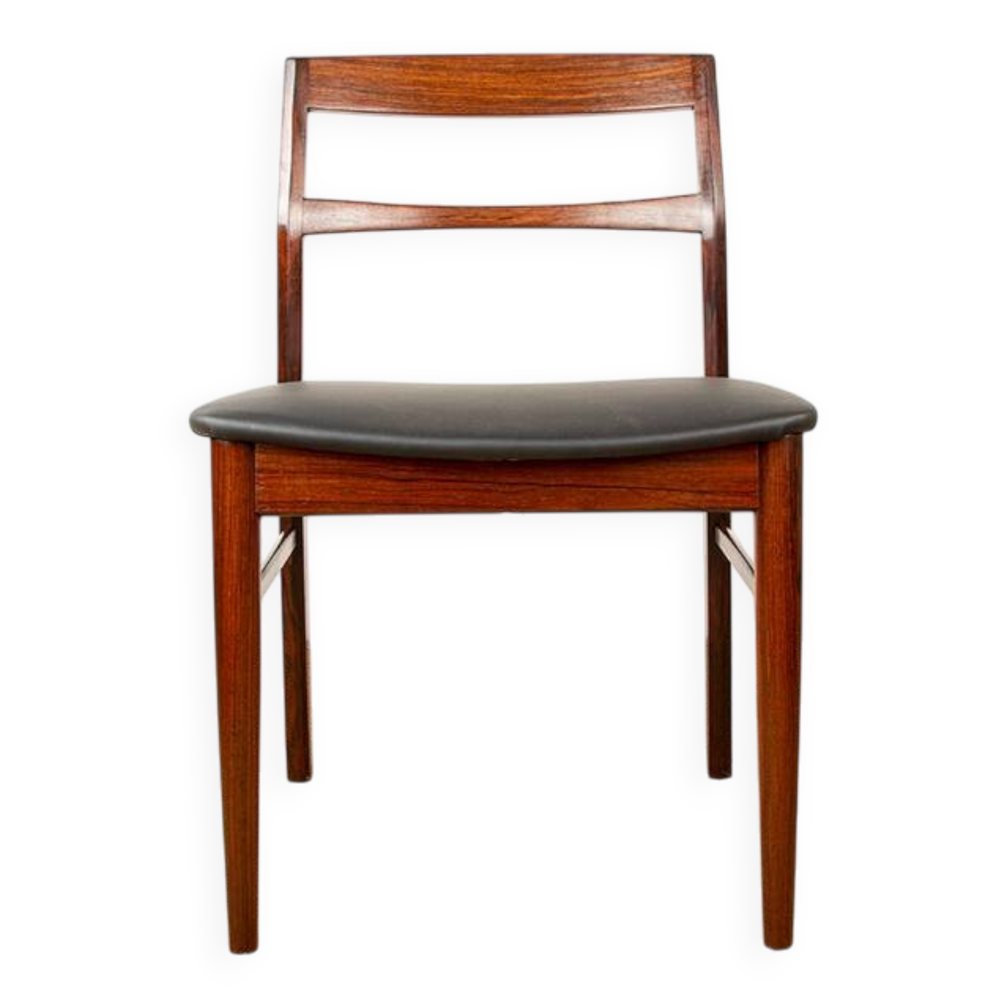 4 Danish chairs in rosewood and new leatherette by Henning Kjaernulf 1960.