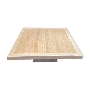 Table basse bois et travertin