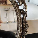 Ancien Miroir ovale Brevettato, style Baroque/Rococo. En bronze à patine dorée. Dim 34 x 25,5 cm