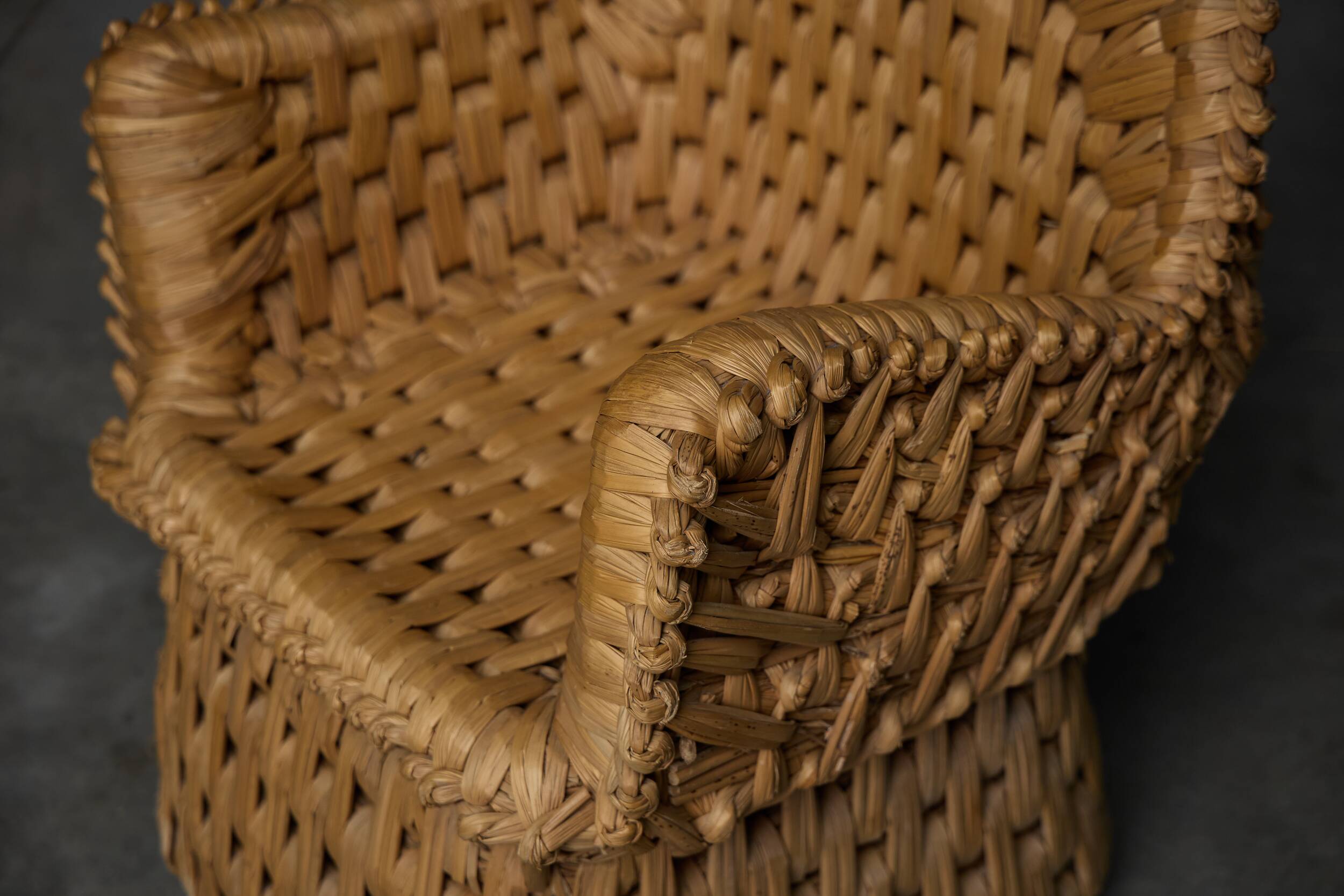Vernacular Woven Straw Armchair, France, Early 20th Century