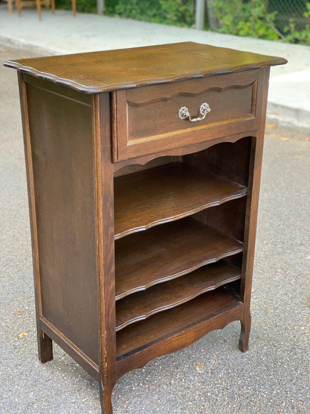 Bibus Louis XV bookcase in solid wood with dark oak finish